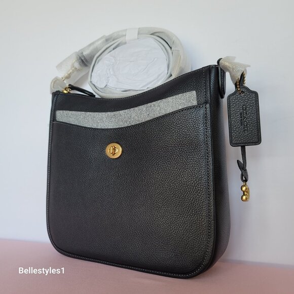 COACH Chaise Pebbled Leather Crossbody Bag- Black color🎈$238. - Picture 3 of 16